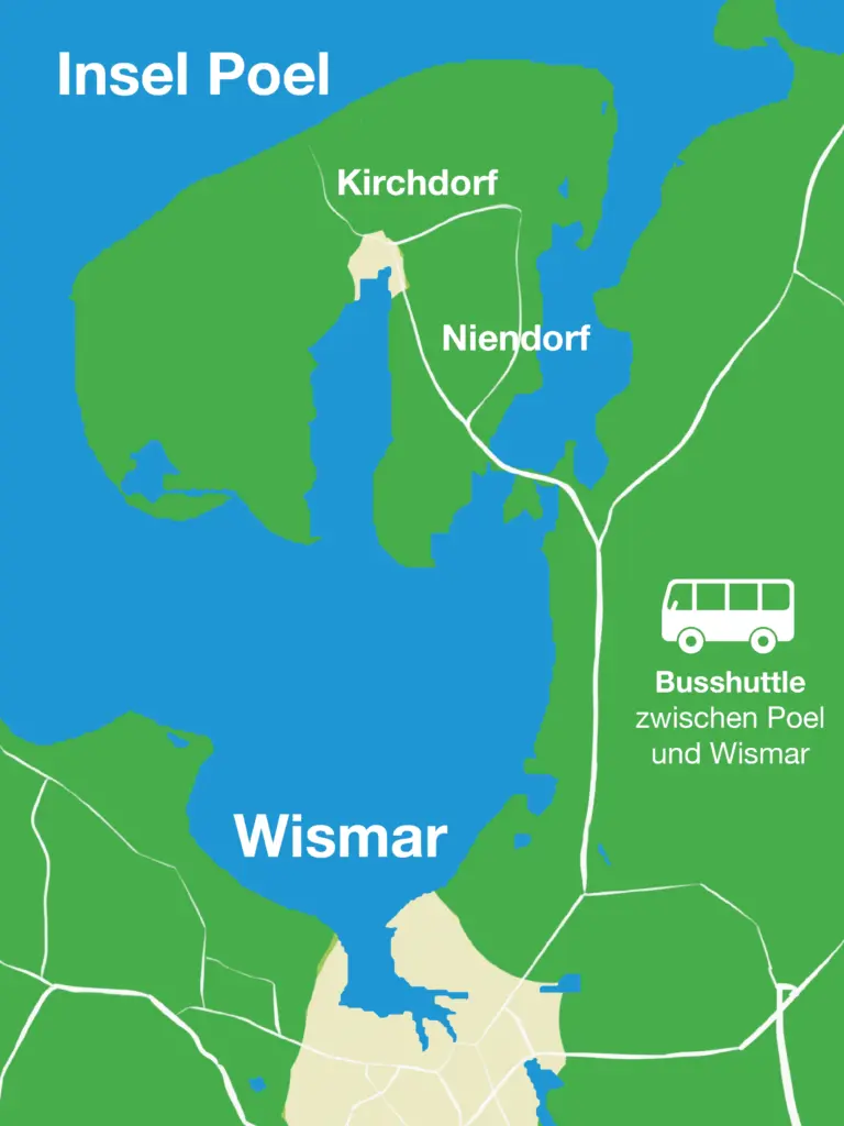 Busshuttle zwischen Poel und Wismar